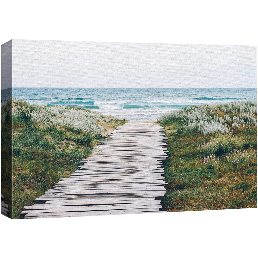 Impression sur toile SIGNFORD Art mural Passerelle en bois sur la plage Rive Nature Wilderness Photographie R   alisme Nautique Paysage Relax/Calme