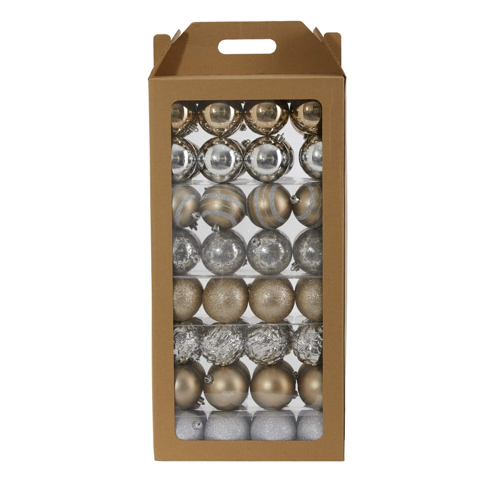 Bruchsicheres Weihnachtsbaumschmuck-Set F R Die Feiertage, 80 Mm, 64 St Ck, Mit Wiederverwendbarer Box-image