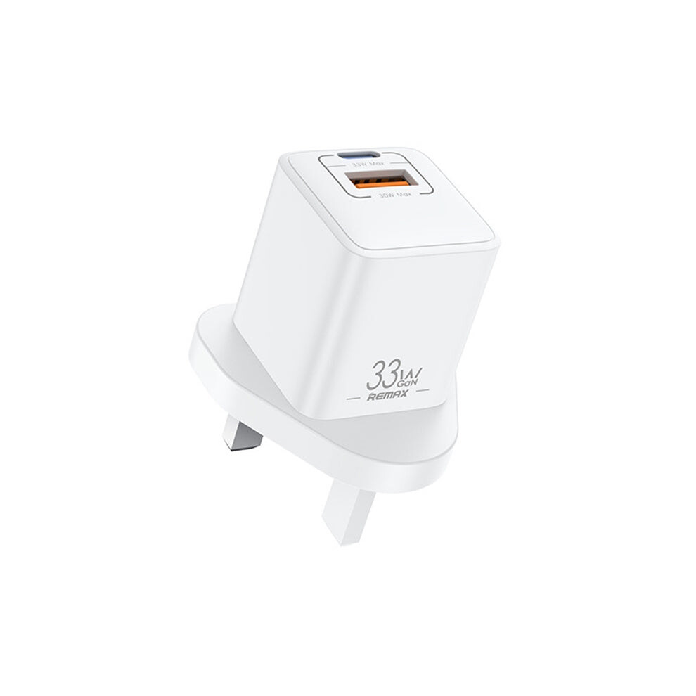 Remax Rp-U26 33W Usb+Usb-C / Type-C Gan Fast Charging Charger, Specification:uk Plug(White) White 6914218033238