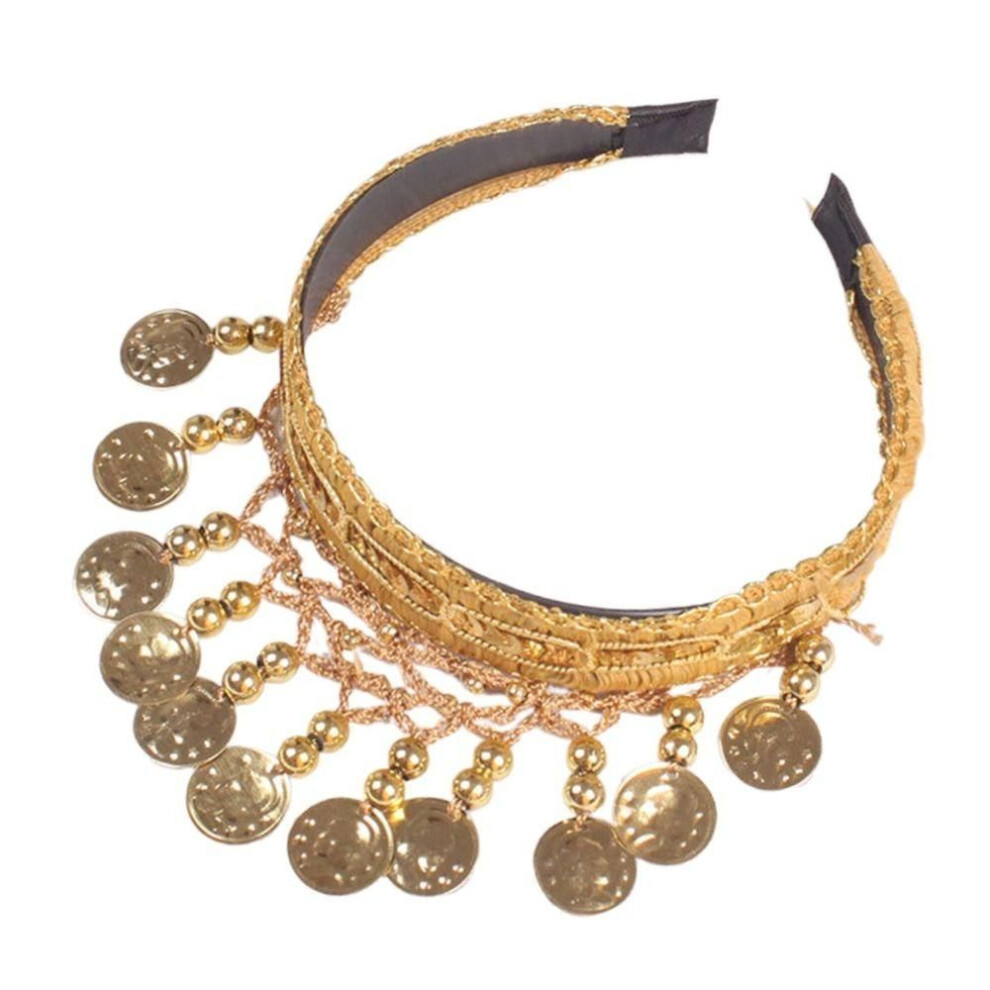 (gold) Bohemian Belly Dance Hairband Ethnic Style Head Hoop Fashion Sequin Head Chain  Stage Performance