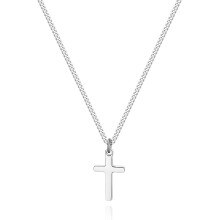 Joxevyia Kreuz-Halskette f r Herren, silberfarbener Edelstahl-Anh nger mit kleinem Kreuz und kubanischer Kette, Halskette, schlichter Glaubenssch