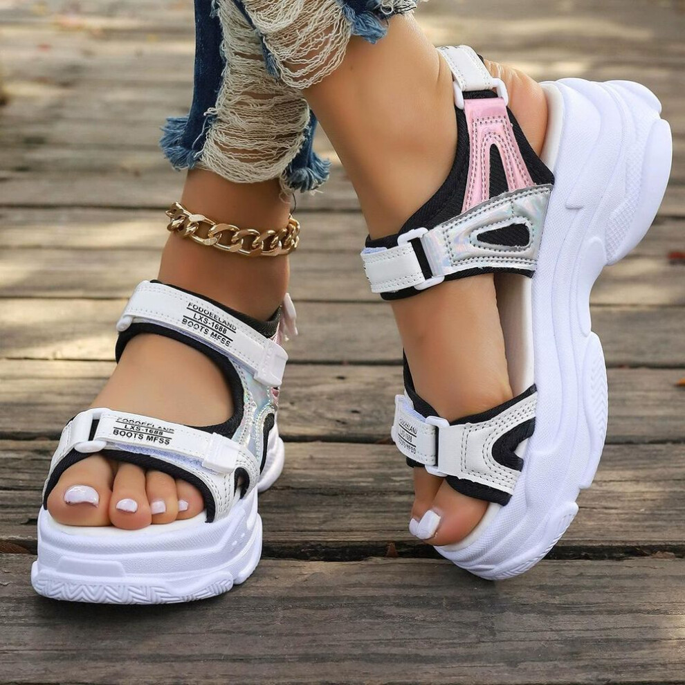 (black, 39EU/CN40) Roman Sandals Women's Summer Thick-soled Korean Casual Sports Sandals Platform Sandals
