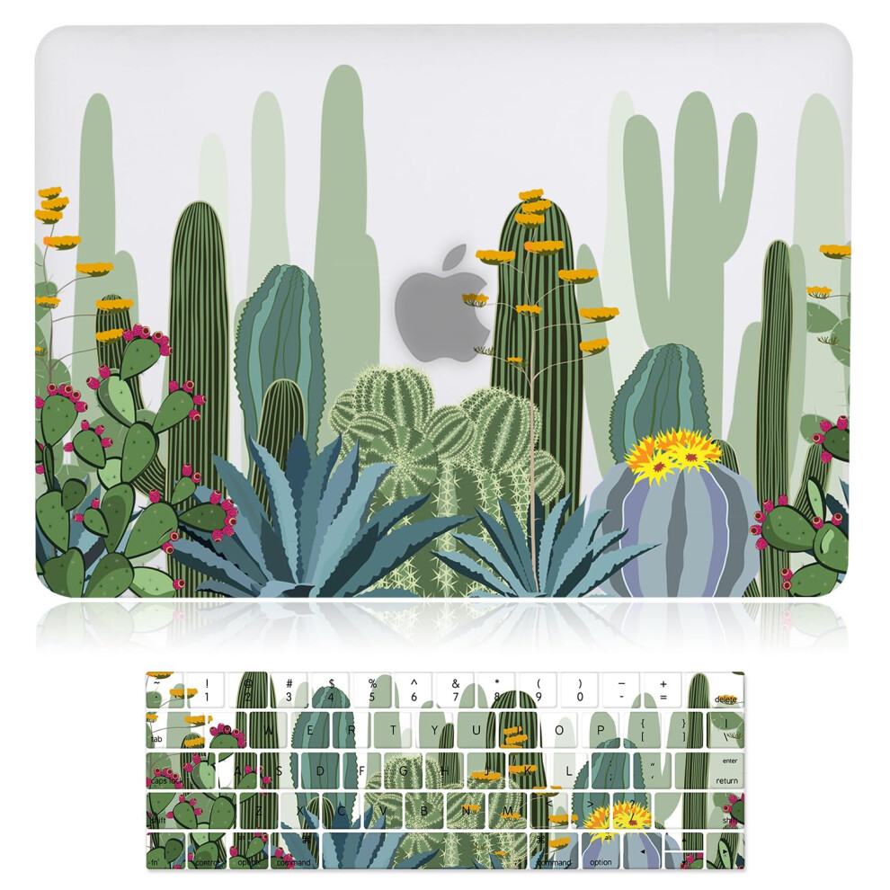 Idonzon Macbook Pro 15 Case 2018 2017 2016 Versione A1990/A1707, Effetto 3D Opaco Vedi Attraverso La Custodia Rigida Più Recente Pro 15 Pollici Con Touch Bar E Touch Id - Cactus Pattern-image