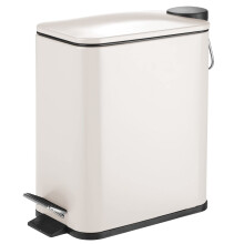 MDesign Slim Metal Rectangle de 13 gallons poubelle avec pedale de cloue facile a serre-couvercle amovible - Couper a ordures a ordures a ordures