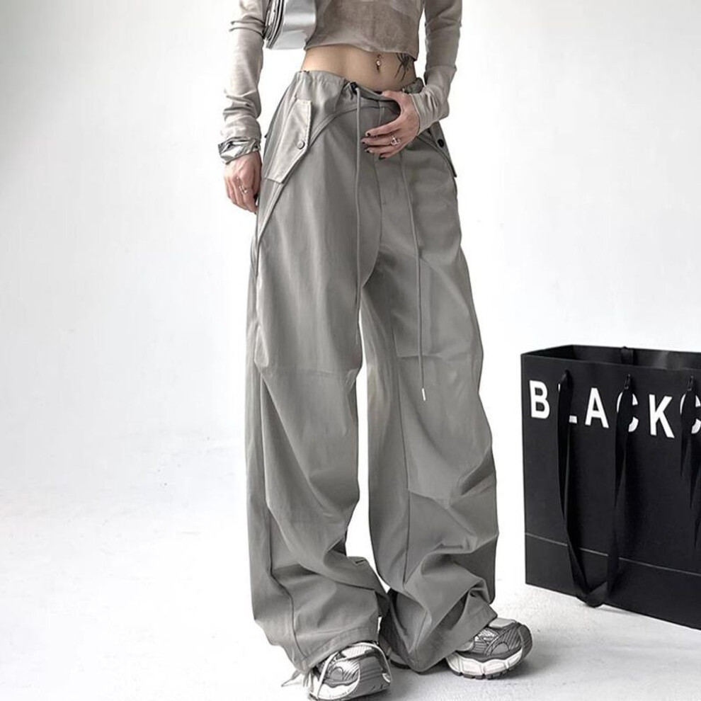 (light gray, L) 2025 Women's Wide-Leg American Yuppie Overalls - Loose Mopping Sports Trousers for Summer and Autumn