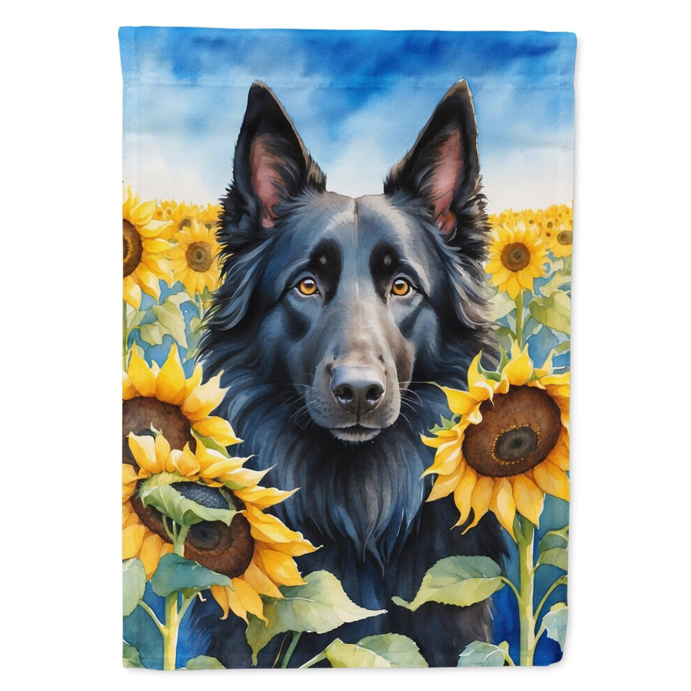Caroline's Treasures DAC6023CHF Hausflagge Mit Belgischem SchäFerhund In Sonnenblumen, Groß, FüR Die Veranda, Stange, Dekorativ, FüR Den AußEnber-image