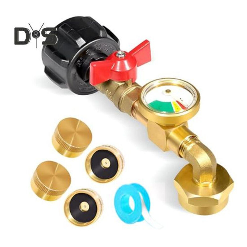 Propane Refill Elbow Adapter With Tank Gauge 1 Lb Tanks 90-degree Elbow Gas Refill Connector Tool-free Qcc1 Propane Filling Adapter With Valve