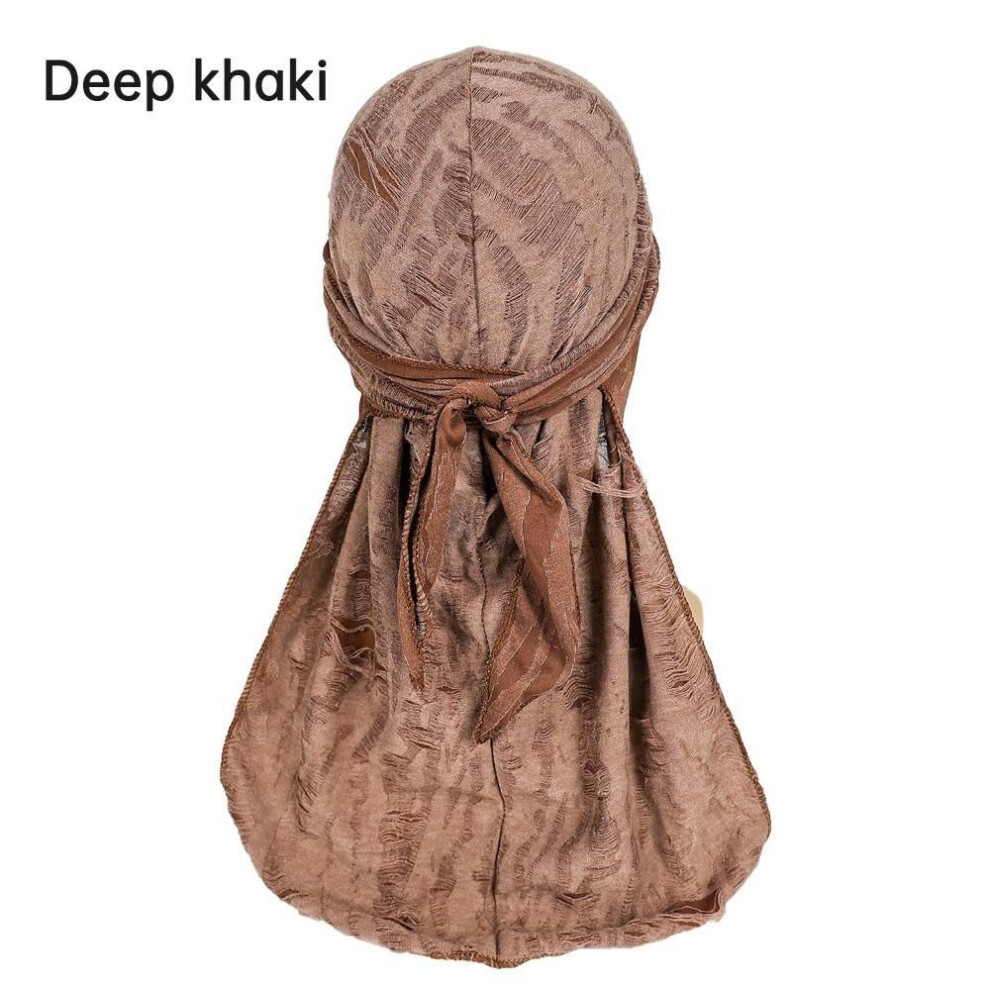 (khaki) Durag Hip Hop Bandana Vintage Cycling Head Scarf Trendy Pirate Cap  Unisex
