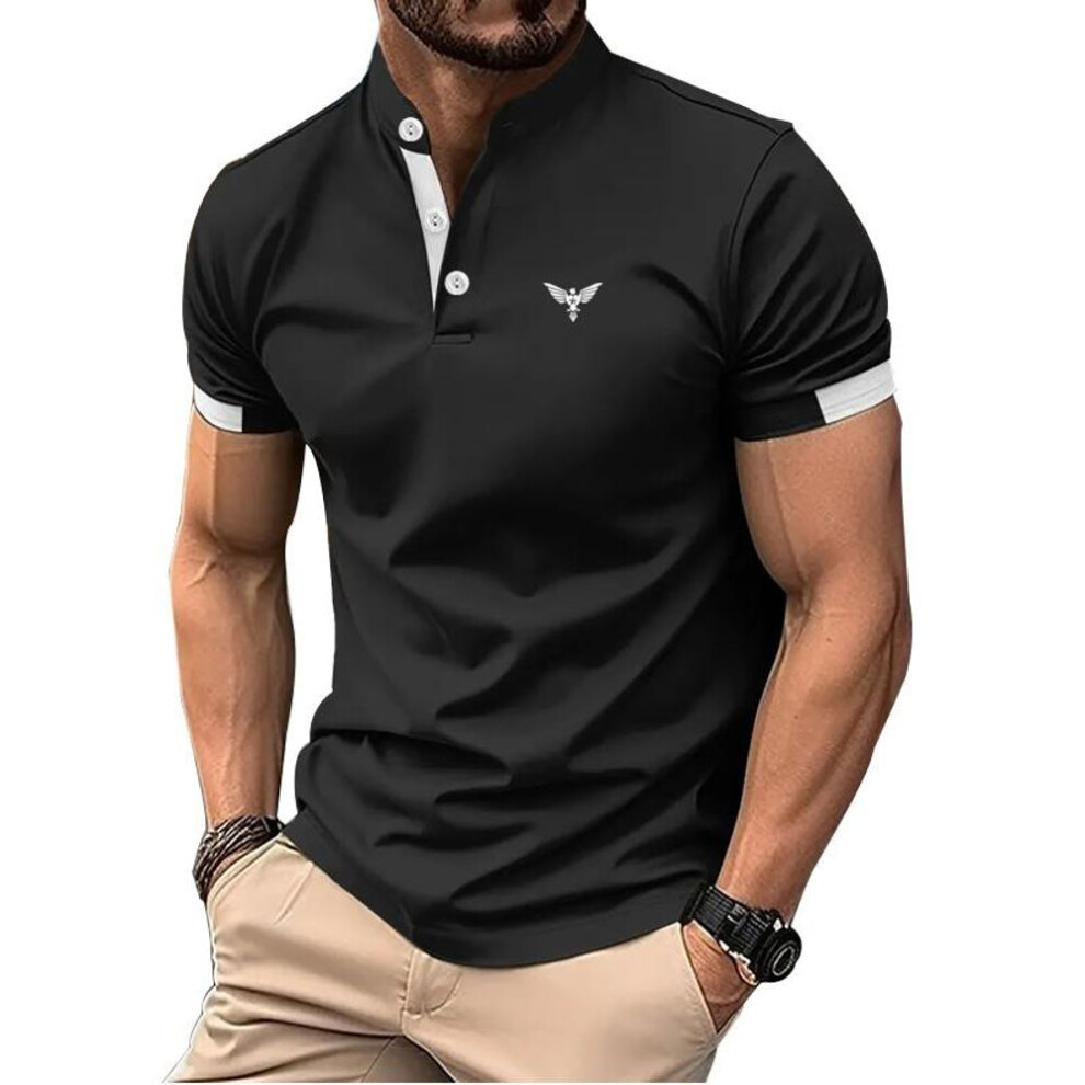 Men Summer Fashion Slim Fit Stand Collar Polo Shirt Tops Men Short Sleeve Golf Polo Shirt