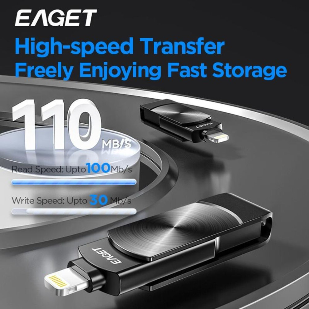 (black, 256GB) MFI Certified Dual-Interface Flash Drive,USB 3.2 Portable Memory Stick Plug & Play Expansion for iPhone15 14 13/iPad