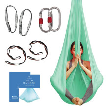 Aum Active Aerial Yoga Hängmatta - Hållbar Aerial Silk med Förlängningsremmar, Karbinhakar och Poseschema - Aerial Silks för Hemmet