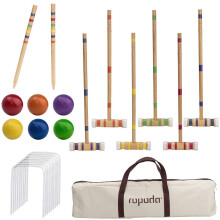 ropoda Croquet-set voor zes spelers met houten hamers, gekleurde ballen, stevige draagtas voor volwassenen en kinderen, perfect voor gazon, achte