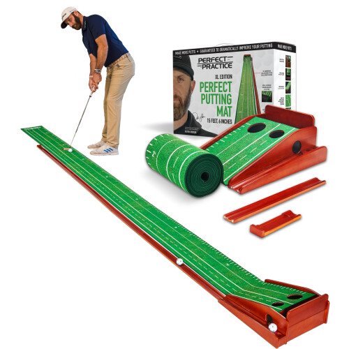 Tappeto da Golf XL PERFECT PRACTICE - 15,5 ft per Putting Indoor con 2 Buche