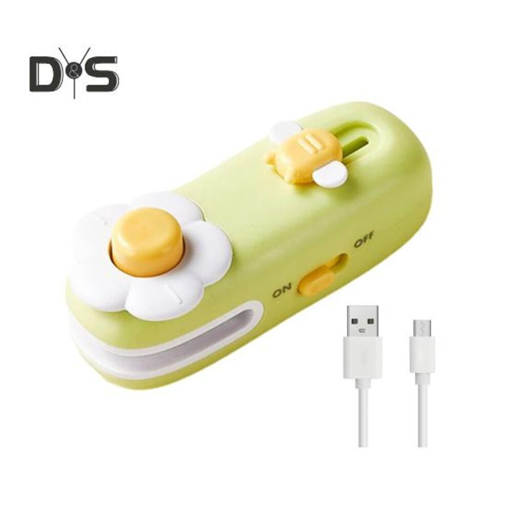 (green) Mini Bag Sealer And Cutter Rechargeable Chip Bag Sealer Portable Sealing Machine For Snack Bags Quick Heat Compact Cutting And Resealing Tool