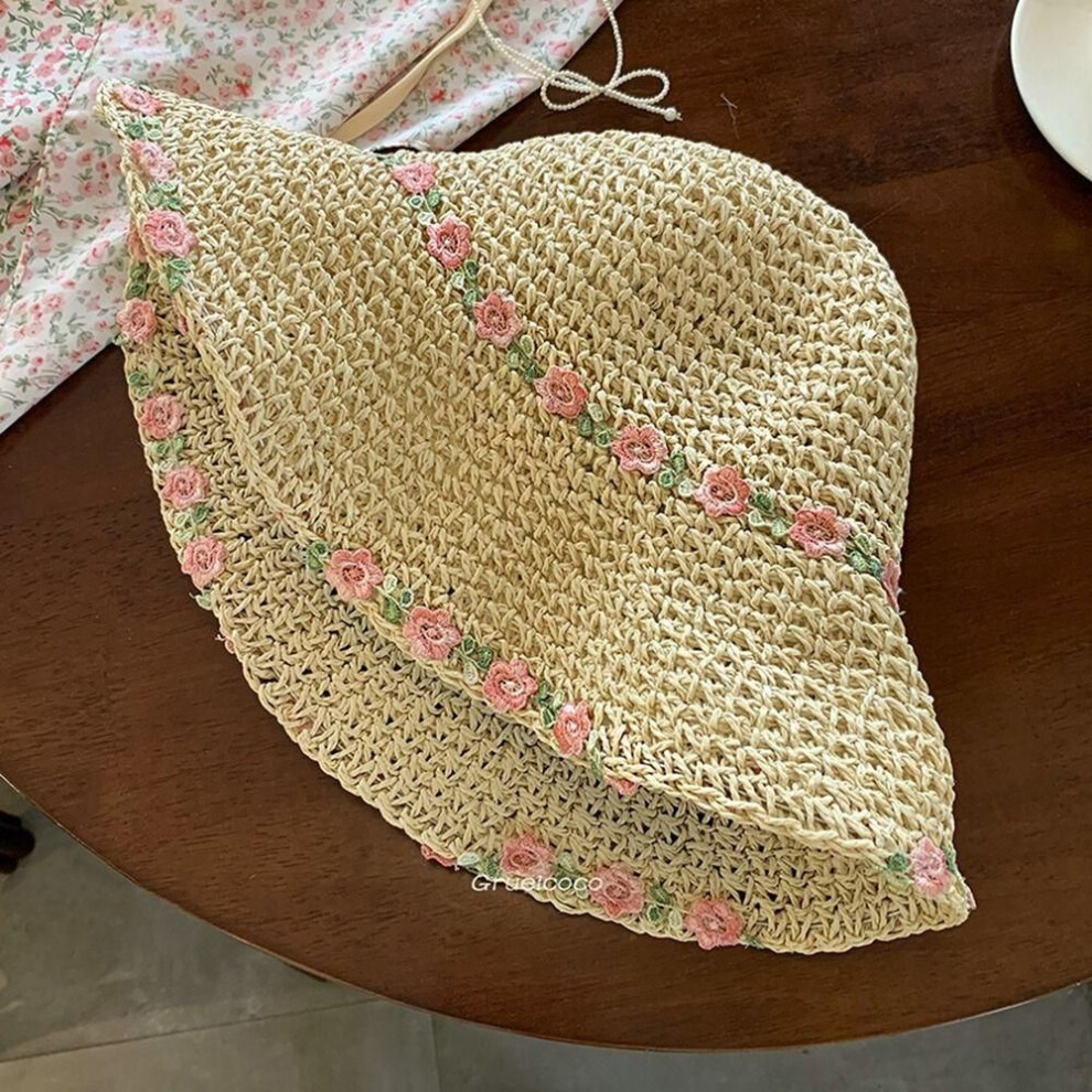 Boho Lafite Straw Hat Uv Protection Weave Straw Cap Fashion Beach Hat  Spring