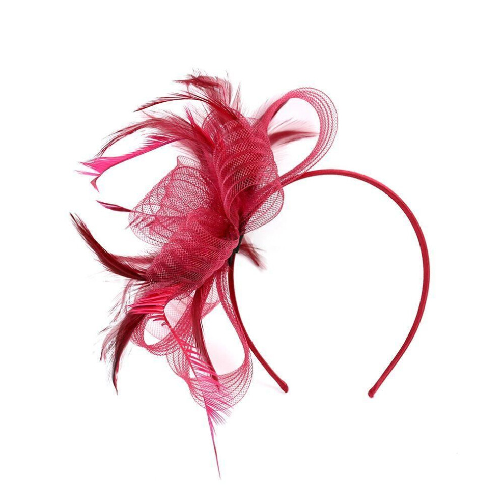 (wine red) Hair Clip Wedding Large Aliceband Royal Ascot Ladies Day Races Fascinator Headband