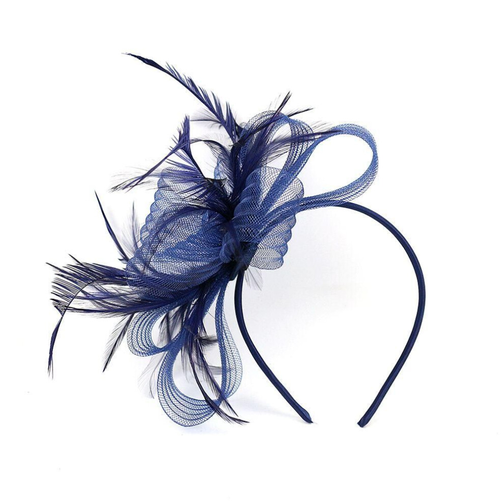 (navy blue) Hair Clip Wedding Large Aliceband Royal Ascot Ladies Day Races Fascinator Headband