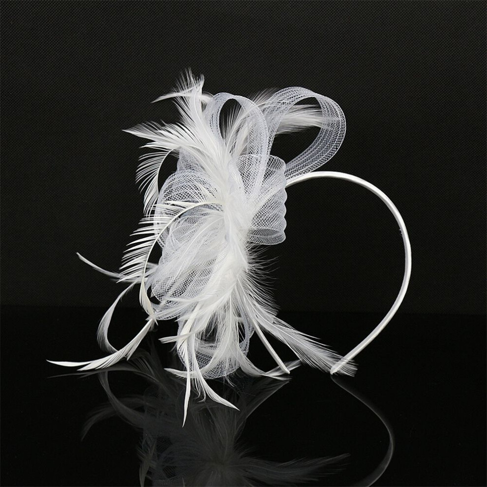 (white) Hair Clip Wedding Large Aliceband Royal Ascot Ladies Day Races Fascinator Headband