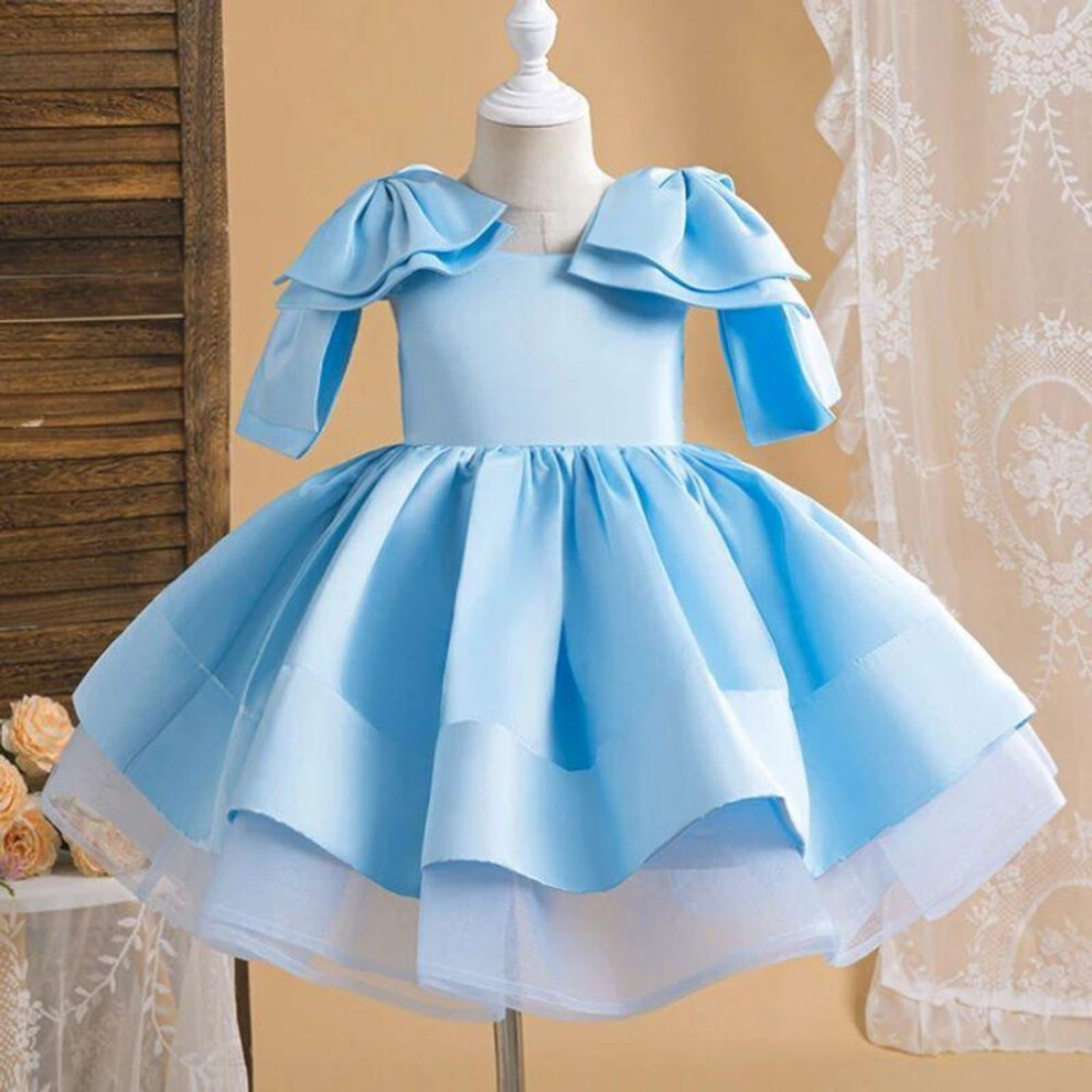 (light sky blue, 100) Luxury Floral Girl Party Dress Fluffy Grand Event Teen Girl Birthday Princess Dress Children Formal Occasion Girl Clothes