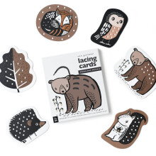 Wee Gallery Woodland Animal Lacing Cards til sm?b?rn Sy Board Activity for Children Kids Travel Activity for at forbedre motoriske f?rdigheder Fa