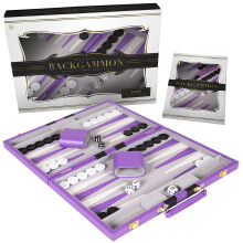 Backgammon Set 11 inch Small - Classic Board Game for Adults and Kids with Premium Leather Case - Includes Strategy & Tip Guide (Purple)
