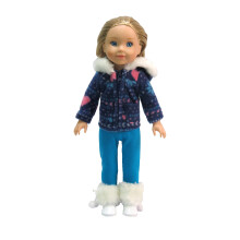 American Fashion World Blue Snowflake Pants sat til 14-tommer dukker | Premium Quality & Trendy Design | Dukker t?j | Outfit mode til dukker til