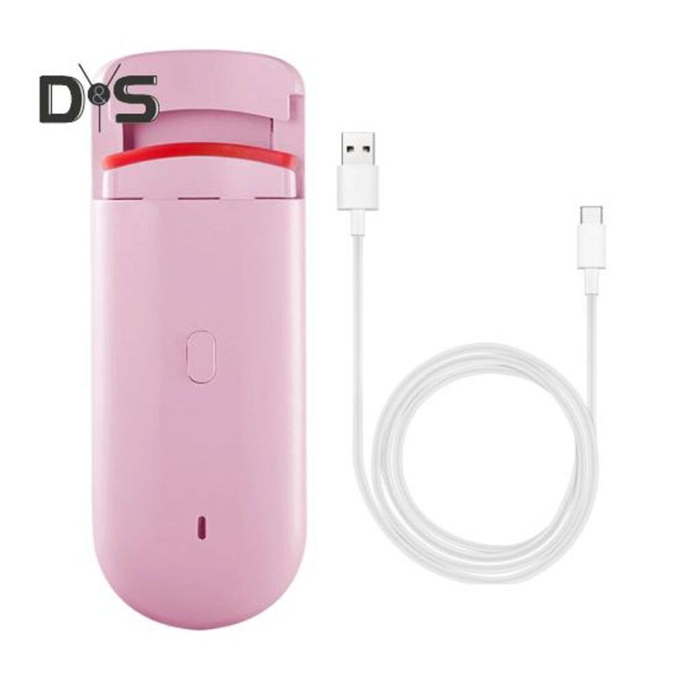 (pink) Heated Eyelash Curler Electric Eye Lash Curlers With Built-in Curved Comb Silicone Pad Rechargeable Quick Natural Curling Professional Eyelash