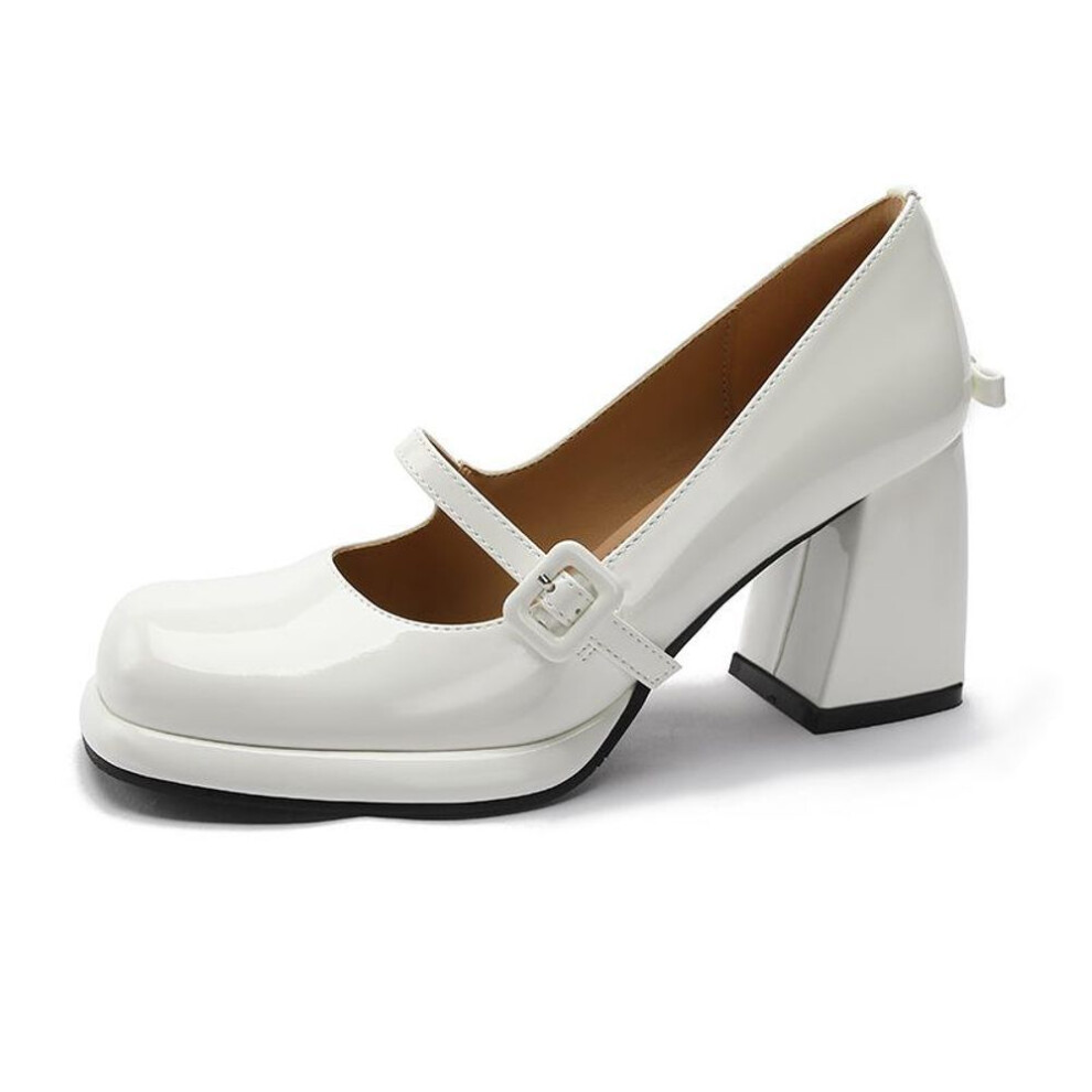 (white, 38) TEAHOO Mary Jane Retro Black High Heel Lolita Platform Shoes for Women