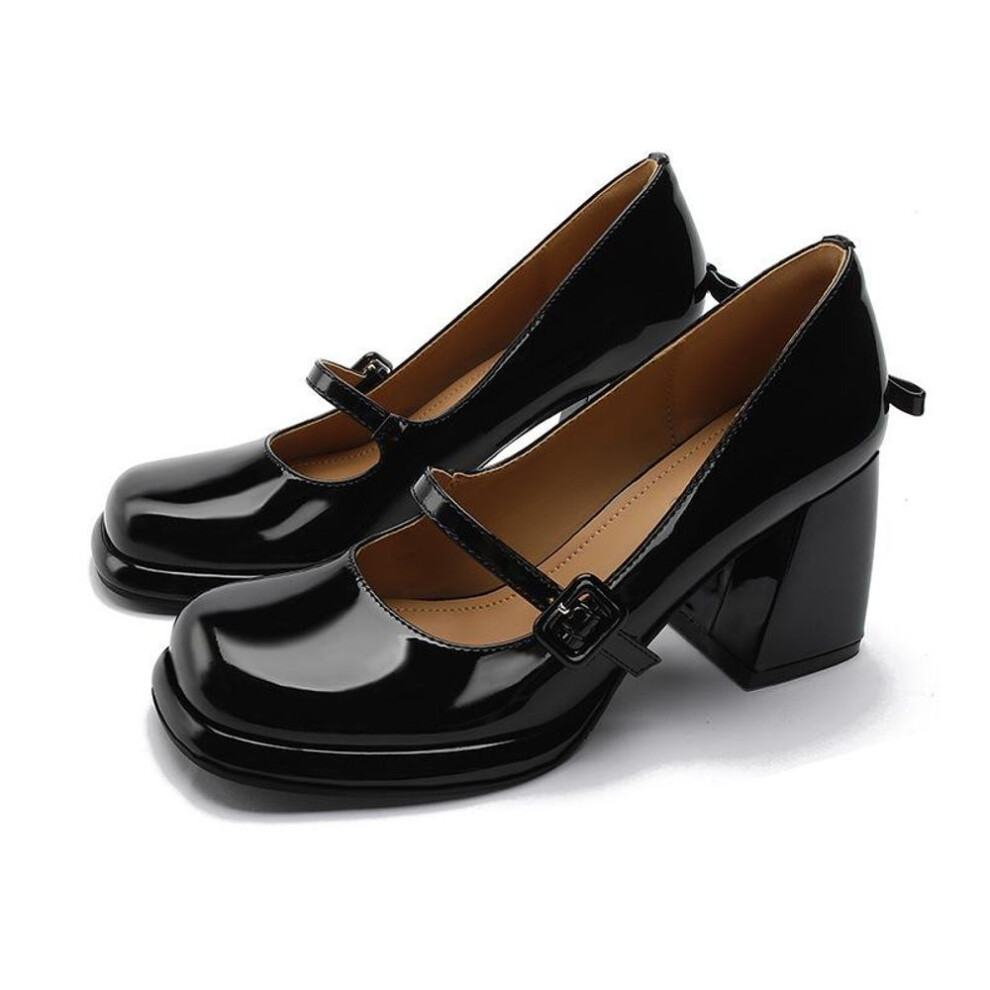 (black, 35) TEAHOO Mary Jane Retro Black High Heel Lolita Platform Shoes for Women