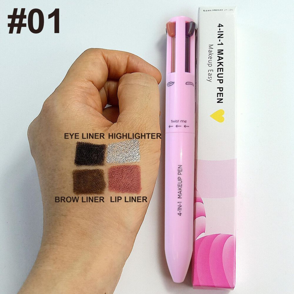 4-in-1 Makeup Pencil, 4-color High-gloss Lip Liner, Eyeliner And Eyebrow Pencil