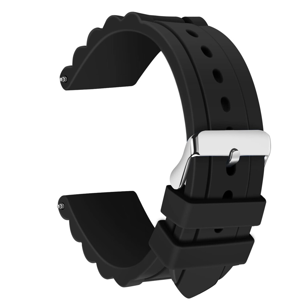 Bracelet de montre en caoutchouc de silicone noir pour homme,    tanche, 24 mm, pour montre de remplacement Fossil