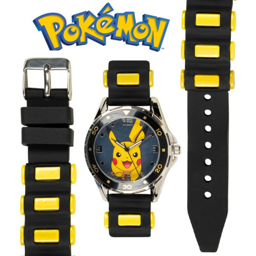 Ρολόι Αναλογικού Κουαρτζ Pokémon Pikachu για Παιδιά με Μαύρη & Κίτρινη Ζώνη 1