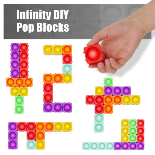 Pop Blocks Fidget Toys, Ροζ Σιλικόνη Popper Infinity DIY Κτίρια CVC Λέξεις Μάθησης 2
