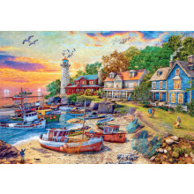 Buffalo Games - Dominic Davison - American Harbor Town - 2000 Piece Jigsaw Puzzle for Adults Challenging Puzzle Perfect for Game Nights - Finishe