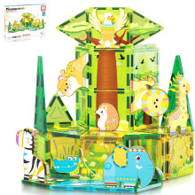 Picassotiles magnet fliser byggesten safari tema s?t med 8 kompatible magnetiserede dyre actionfigurer bygger blokke sm?barn kreativitet leget?j