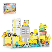 PicassoTiles Magnet Fliser Byggeklodser Trykt Byggetema Legetjsst med 8 tegn Action Figur Kretjer Magnetiske fliser STEM Hjerneudvikling Lre