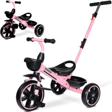KRIDDO 2-in-1 Toddler Tricycle for Ages 18 Months to 5 Years Old - Extended Push Handle for Effortless Push Gift Trike for Toddler 3 to 5 Year Kids