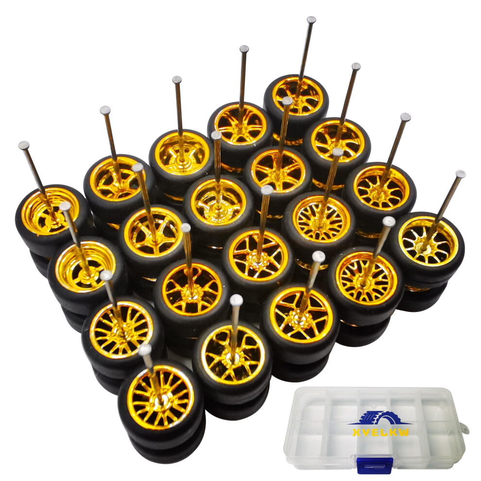 1/64 Wheels And Tires Set 10-Pack 1 64 Scale Wheels With 10 For 1/64 Diecast Cars Upgraded And Modified Rubber Tires(Diameter 0.43In/11Mm) ( Plat Gold 792522527690