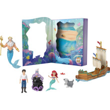 Mattel Disney Princess Toys Ariel Mermaid Doll Story Set with 4 Small Dolls 2 Animal Figures & 1 Accessory Inspired by Disney The Little Mermaid