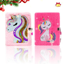 Dicvute 2pcs Tagebuch mit Schlossgeschenk fr 6 7 8 Jahre alte Mdchen Fuzzy Notebook niedliche Einhorn -Katzen -Tagebuch geheime Schreiben Plsc