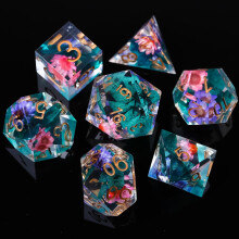 Fugacity dnd trningar set flytande krna handgjorda skarpa kant 7 stycken harts trning-fngelsehlor och drakar polyhedrala trningar set d & d
