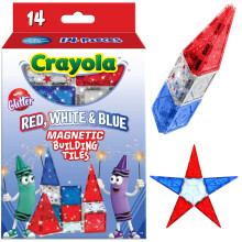 Createon Crayola Red White & Blue Magnetic Fliser 14 stk bygning Sæt til børn Magnetisk legetøj Travel Toys Classroom Sensory Toy Blocks Stem & M