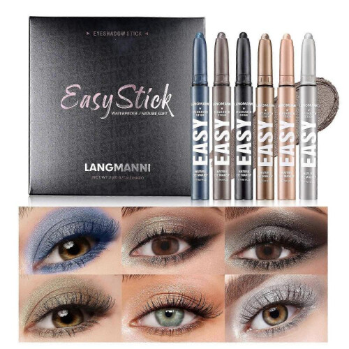 (E) 6-Piece Eyeshadow Pen Set: Multi-color eyeshadow that's natural and long-lasting. 1