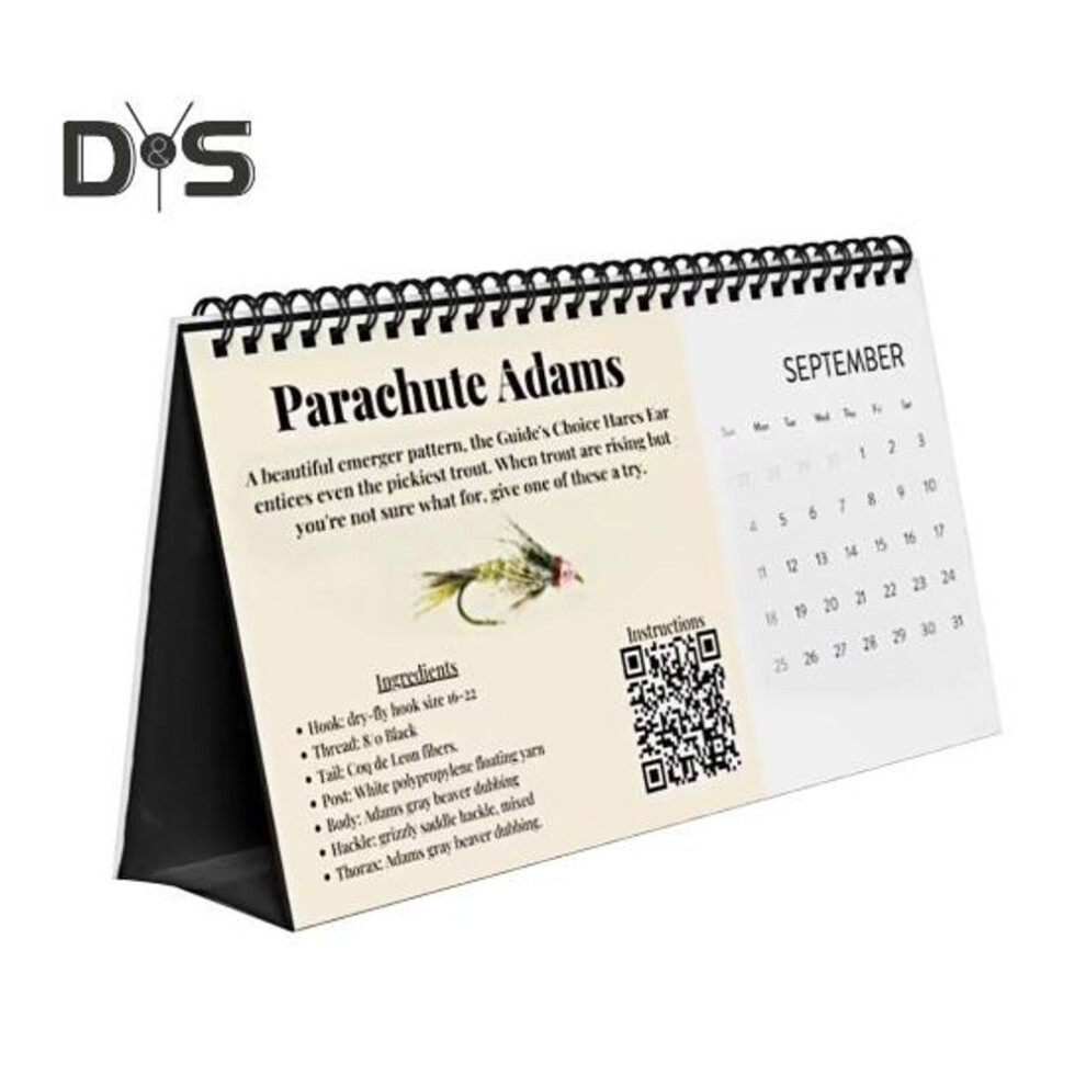 2025 Trout Fly Fishing Tying Calendar Fly Tying Art Standing Desk Flip Calendar 12 Monthly Planner For Fishing Lovers