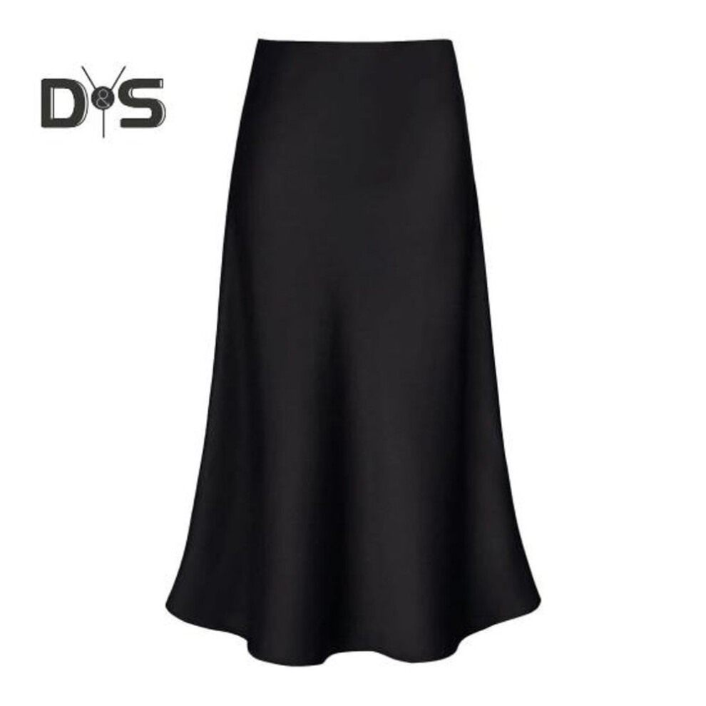 (XL, black) Maxi Skirt Women High-waist Smooth Satin Long Skirt With Zipper Solid Color Spring Autumn Women Hip Wrapped Fishtail Skirt