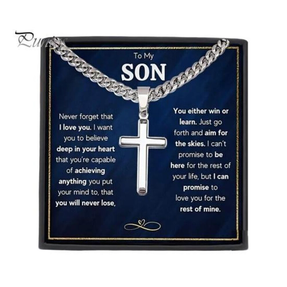 Men Necklace With Card And Box Pendant Thick Hollow Chain Stainless Steel Neck Jewelry Daily Wear Keepsake Gift Lightweight Adult Clavicle Necklace