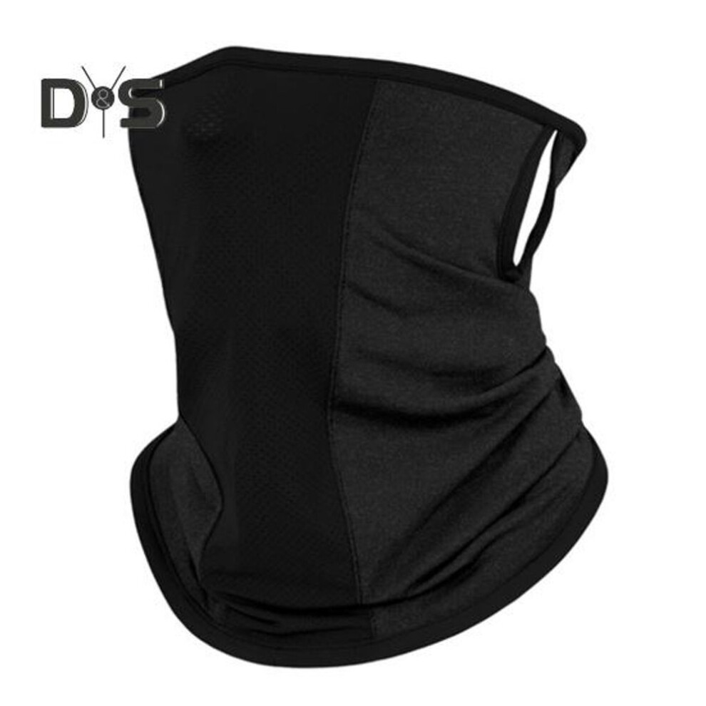 (cool black) Summer Cycling Face Guard Neck Gaiter Windproof UV Protection Breathable Cooling Ice Silk Men Women Outdoor Bandana Neck Scarf Face Shield