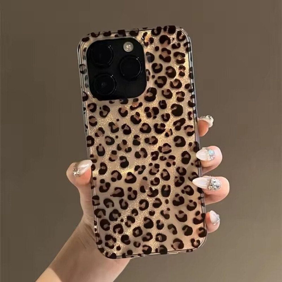 (as the picture, iPhone 13 Pro Max) Cute Leopard Print Clear Phone Case For iPhone 16 15 14 13 12 11 Pro Max 15 Pro Plus Shockproof Silicone Soft Cover