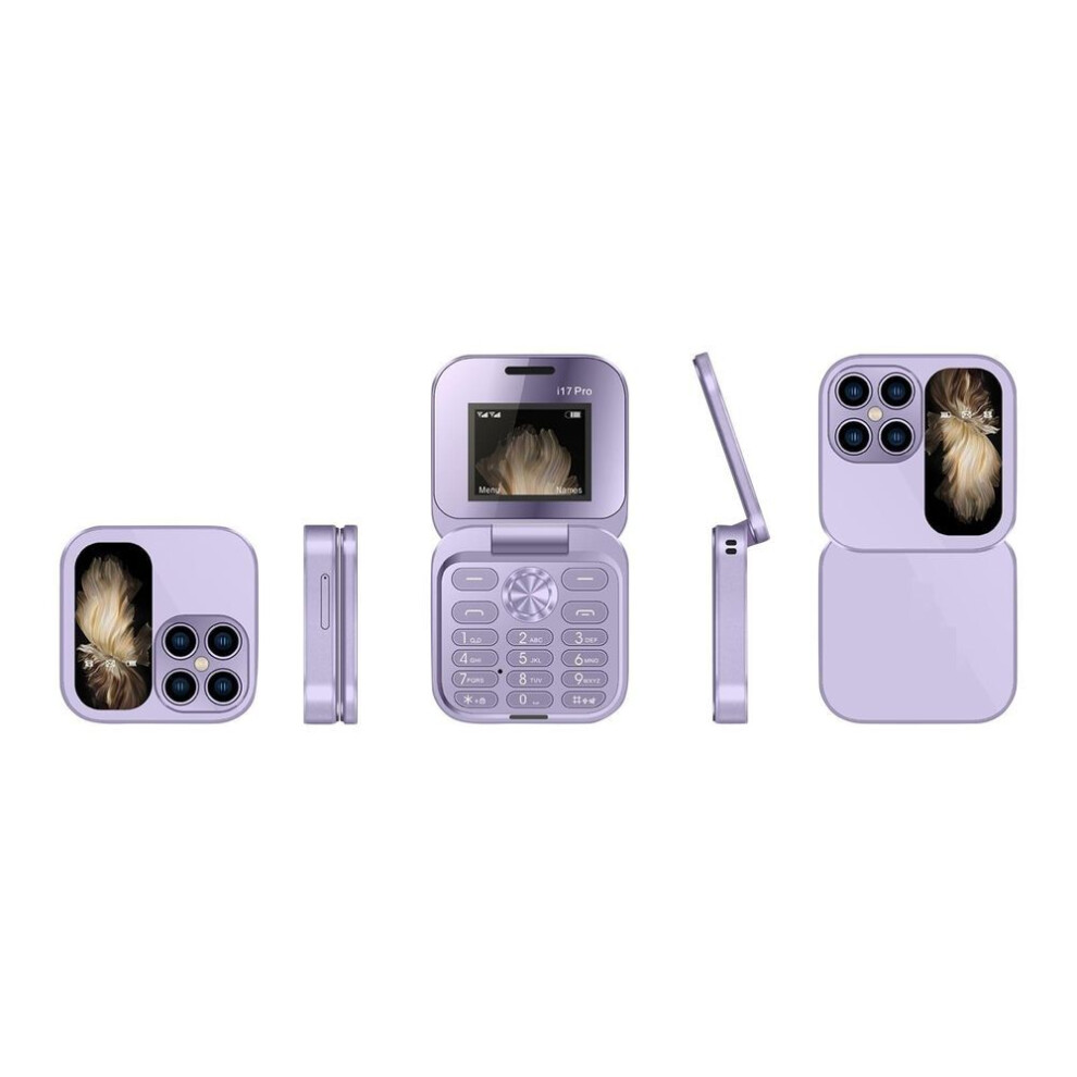 (purple, One Size) I17 Pro Flip Mobile Phone,foldable Cell Phone,2 Sim Card Small Display Foldable Cell Phone,easy To Use,gift For Father's Day/mother's Day