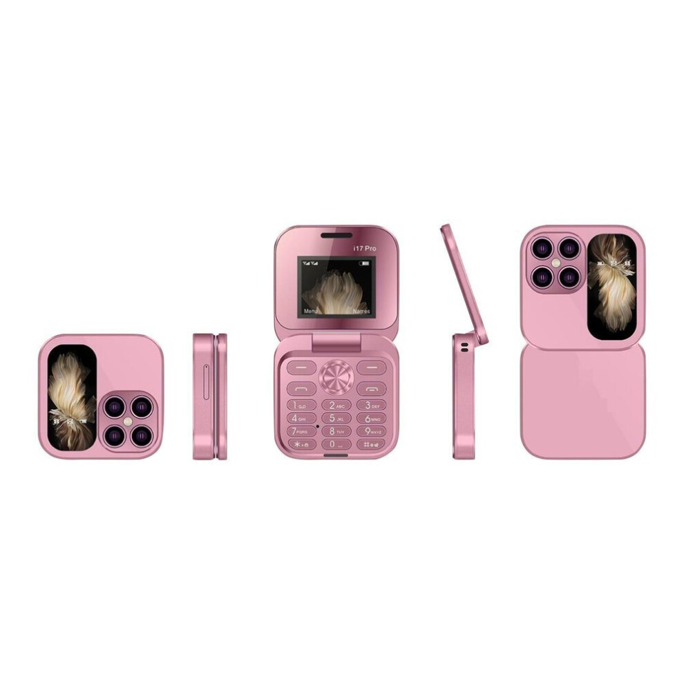 (pink, One Size) I17 Pro Flip Mobile Phone,foldable Cell Phone,2 Sim Card Small Display Foldable Cell Phone,easy To Use,gift For Father's Day/mother's Day